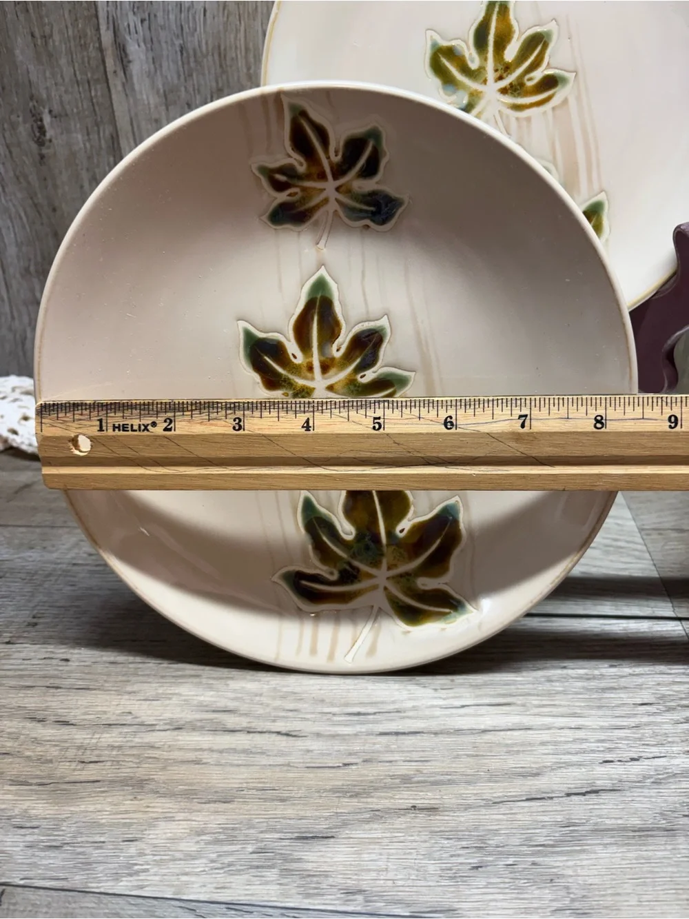 Pier 1 Autumn Leaves Salad Dessert Plates Set of 2 Hand Painted Stoneware